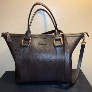 Gucci brown leather satchel crossbody gold hardware
